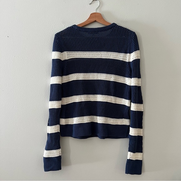 White + Warren Womens Knit Sweater Stripe Navy White Size Medium. - Picture 2 of 4